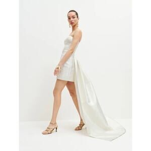 REFORMATION Liliwen Strapless White Metallic Brocade Dress w/ Train US 6 NWT